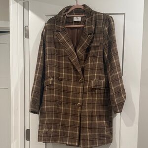 Lush Brown Plaid Women's Blazer